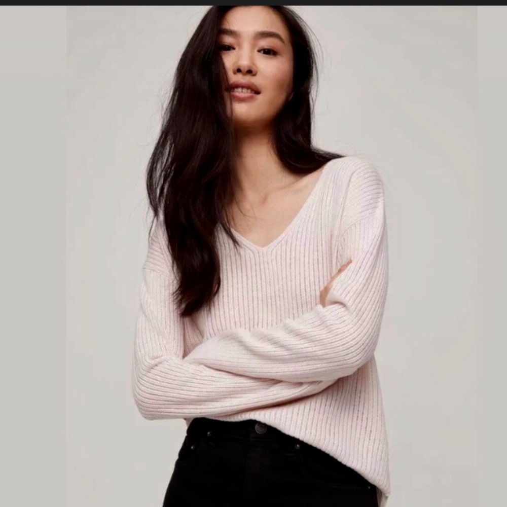 Aritzia Wilfred Free Wolter Wide Rib Blush Sweater